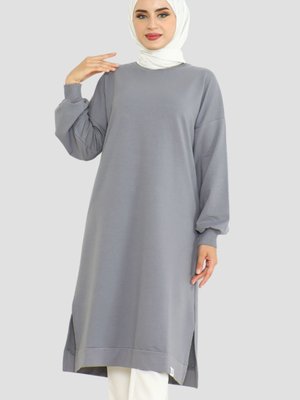 Balon Kol Uzun Tunik Boy Sweatshirt Gri Balon Kol Uzun Tunik Boy Sweatshirt Gri