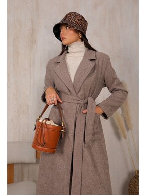 Vizon Kuşaklı Kaşe Kaban