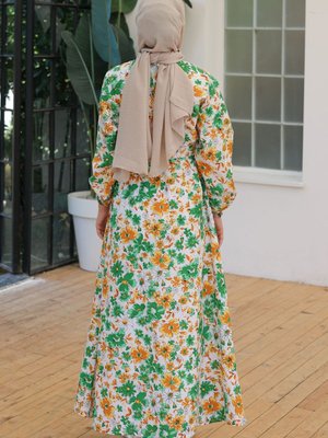 Desenli Tesettür Elbise Desenli Tesettür Elbise