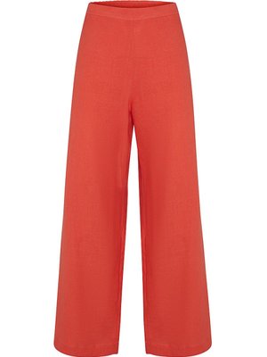 Arka Bel Lastikli Keten Pantolon