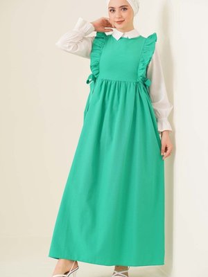 Yeşil Omuzları Fırfırlı Jile Elbise Yeşil Omuzları Fırfırlı Jile Elbise