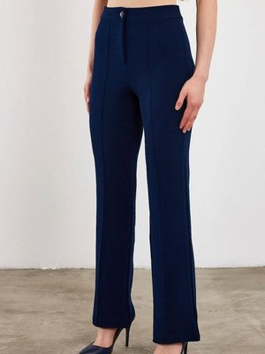 Lacivert Likralı Geniş Paça Pantolon