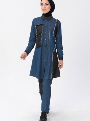 Koyu Kot Fermuar Detaylı Kombin Koyu Kot Fermuar Detaylı Kombin