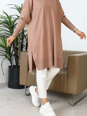 Vizon Bisiklet Yaka Ince Merserize Salaş Triko Tunik