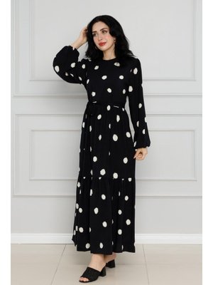 Beyaz Puantiyeli Kuşaklı Eylül Elbise Beyaz Puantiyeli Kuşaklı Eylül Elbise