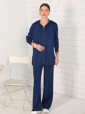 Lacivert Simli Merserize Triko Takım Lacivert Simli Merserize Triko Takım