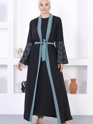 Mint Dantel Detaylı Abaya Mint Dantel Detaylı Abaya