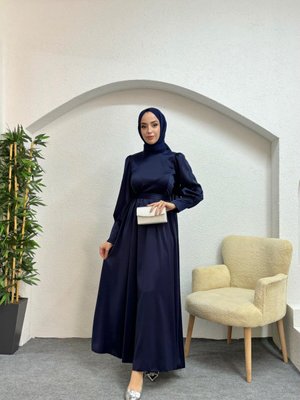 Zümrüt Hüma Lacivert Abiye Elbise
