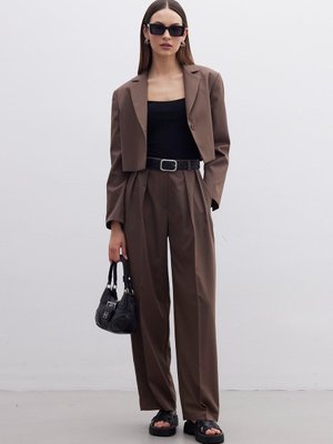 Pileli Geniş Pantolon Kahverengi Pileli Geniş Pantolon Kahverengi