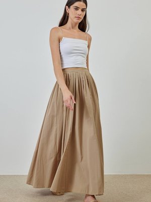 A Kesim Pileli Vizon Poplin Etek A Kesim Pileli Vizon Poplin Etek