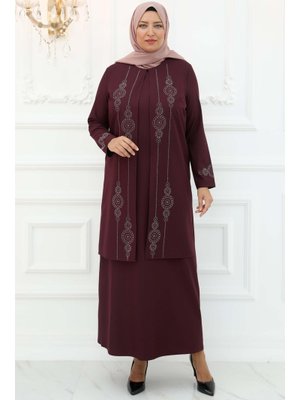 Mürdüm Sedef Abiye Elbise