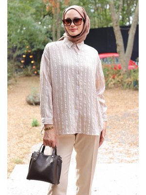 Vizon Delgin Çizgili Gömlek Vizon Delgin Çizgili Gömlek