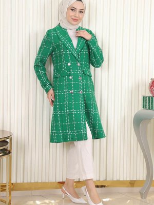 Zümrüt Düğmeli Geniş Yaka Kaşe Kaban Zümrüt Düğmeli Geniş Yaka Kaşe Kaban