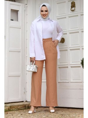 Taba Çizgili Palazzo Pantolon Taba Çizgili Palazzo Pantolon