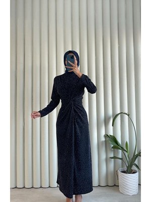 Yeni Sezon Önü Büzgülü Pırıltılı Kalem Abiye Elbise