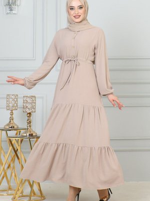 Afra Bağcık Detaylı Kapalılara Özel Aerobin Elbise Vizon Renk Afra Bağcık Detaylı Kapalılara Özel Aerobin Elbise Vizon Renk