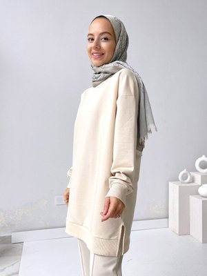 Basic Sweatshirt Bej Basic Sweatshirt Bej