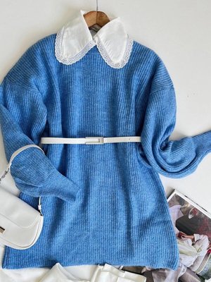 Mavi Yumoş Triko Tunik