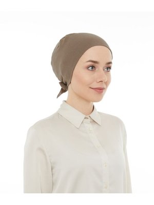 Dikişli Düz Penye Bağlamalı Bone Açık Kahve