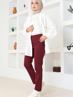 Bordo Dar Paça Pantolon Bordo Dar Paça Pantolon