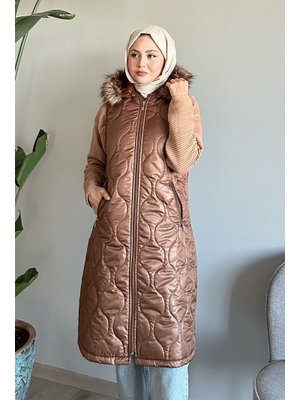 Parke Desen Kapitone Taba Yelek Parke Desen Kapitone Taba Yelek