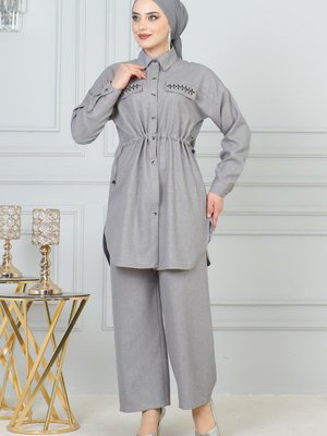 Gri Beli Bağcıklı Takım