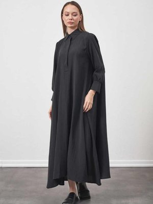 A Pile Ekstra Salaş Modal Elbise Siyah