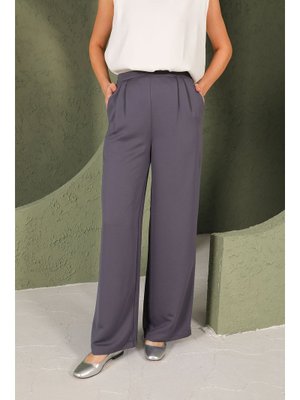 Antrasit Saten Palazzo Pantolon