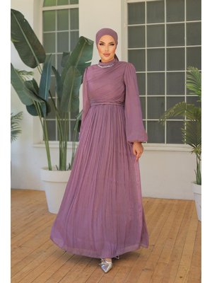 Lila İlay Işıltı Abiye Elbise