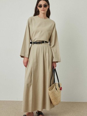 Pileli Keten Vizon Etek Pileli Keten Vizon Etek