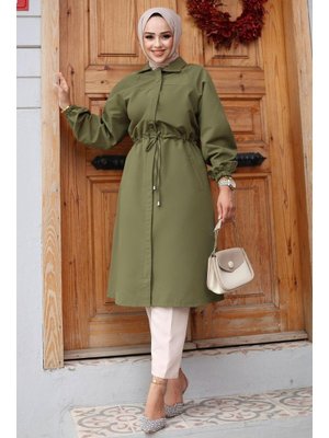 Haki Gizli Patlı Trençkot Haki Gizli Patlı Trençkot