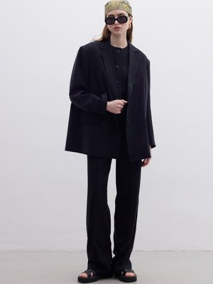 Oversıze Naturel Blazer Ceket Siyah Oversıze Naturel Blazer Ceket Siyah