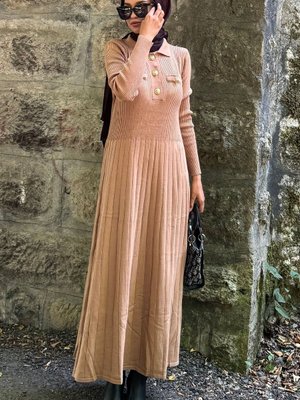 Vizon Dügmeli Fitilli Elbise