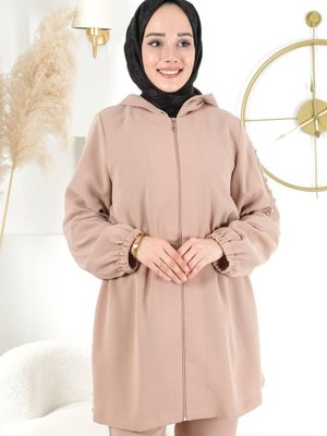 Kolları Taş Detaylı Massimo Donna Tunik Vizon S