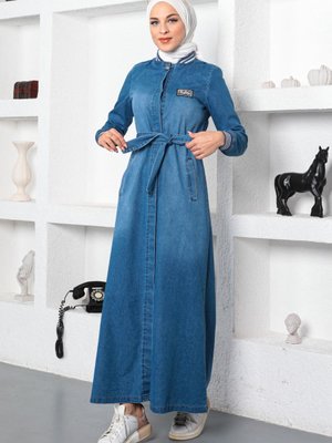 Açık Kot Gizli Düğmeli Ferace Açık Kot Gizli Düğmeli Ferace