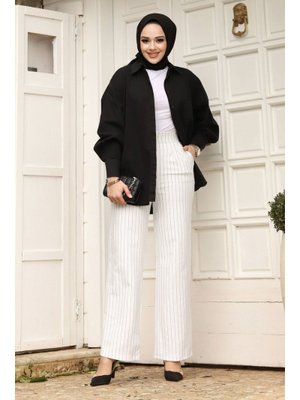 Beyaz Çizgili Palazzo Pantolon Beyaz Çizgili Palazzo Pantolon
