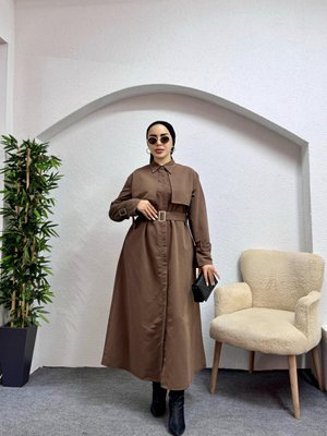 Kahverengi Trenç Kahve Elbise