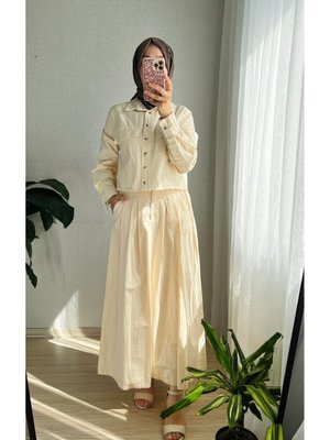 Etek İkili Takım Crop Ceket Etek İkili Takım Crop Ceket