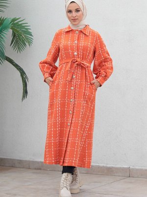 Turuncu Düğmeli Kaşe Kaban Turuncu Düğmeli Kaşe Kaban