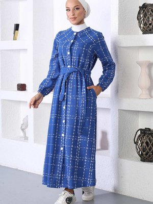 Mavi Düğmeli Kaşe Kaban