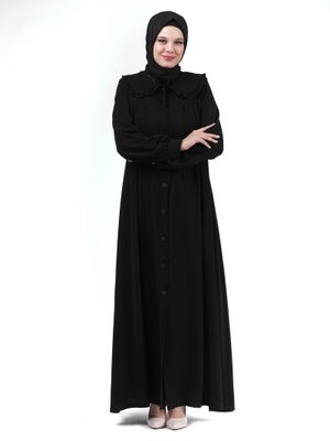 Siyah Bebe Yaka Düğmeli Derin Siyah Bebe Yaka Düğmeli Derin