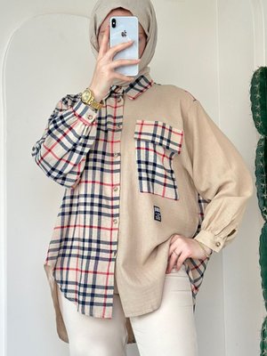Ekose Desenli Camel Tunik