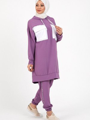 Lila Cep Detaylı Aerobin Takım Lila Cep Detaylı Aerobin Takım