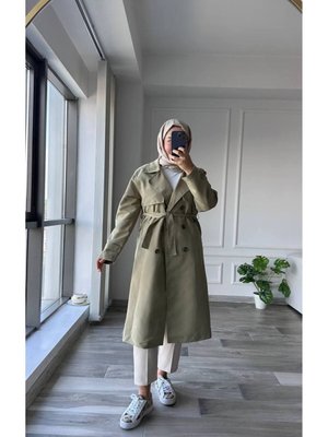 Kemerli Trençkot Astarlı