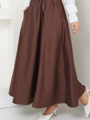 Kahverengi Cep Detaylı Paraşüt Uzun Etek Kahverengi Cep Detaylı Paraşüt Uzun Etek