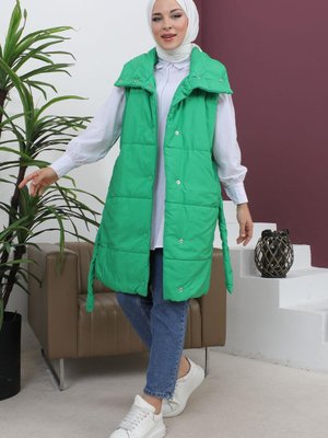 Yeşil Geniş Yaka Şişme Yelek