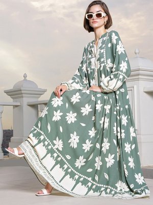 Otantik Desenli Elbise Çağla Otantik Desenli Elbise Çağla