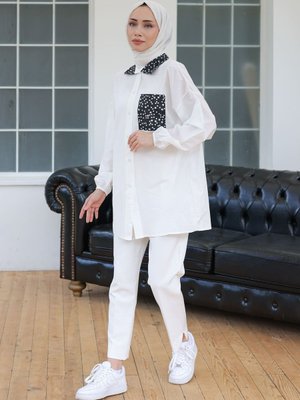 Oversize Salaş Konfor Modeli Pamuklu Fiyonk Detaylı Cepli Uzun Viskon Gömlek Beyaz Oversize Salaş Konfor Modeli Pamuklu Fiyonk Detaylı Cepli Uzun Viskon Gömlek Beyaz
