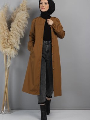 Taba Düğmeli Kemerli Trençkot