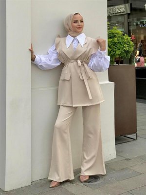 Hürrem Yelekli Takım Bej